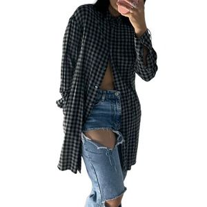 Theory, size small, long button down shirt dress or layer it as seen in pics!